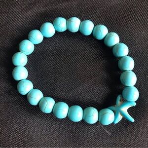 Turquoise All Natural Stone Bracelet with Starfish Charm